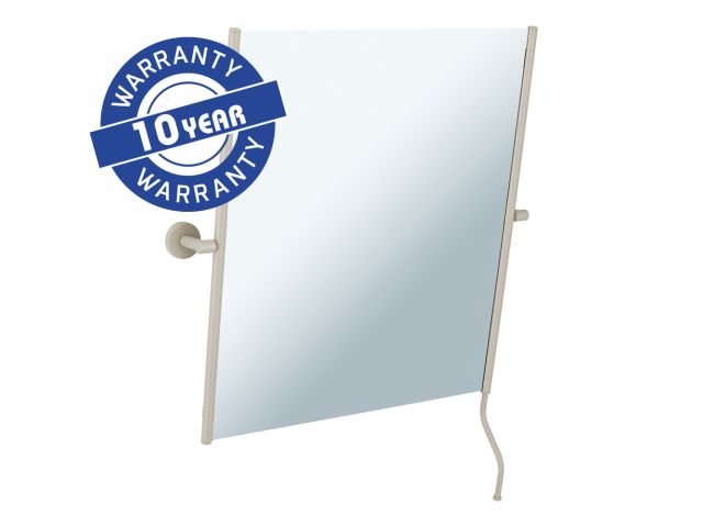 MERIDA STELLA SILK GREY LINE tilting mirror in a matt light grey frame with a handle for easy tilt angle adjustment, 50 x 60 cm, silk grey